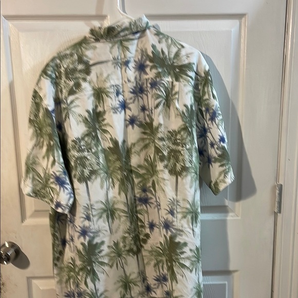 Cubavera Green and Blue Palm Print Men's Shirt - Picture 6 of 8
